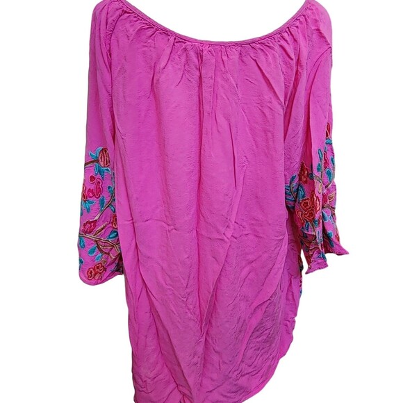 Forgotten Grace Embroidered Peasant Blouse Size 3X Rayon Soft Boho - Picture 5 of 7
